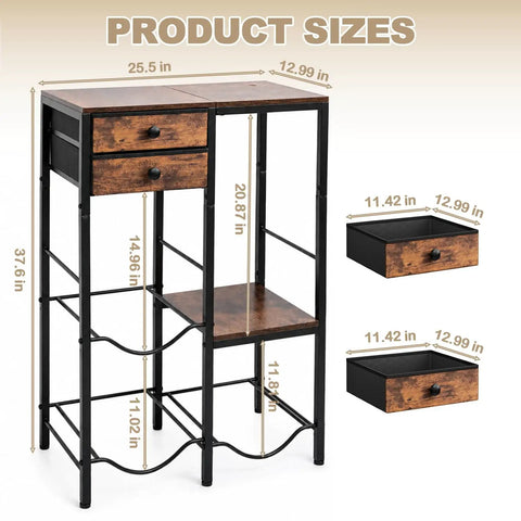 5 Gallon Water Jug Holder With 4 Slots Sturdy Water Dispenser Stand With Drawers And Wood Shelves dimensions diagram