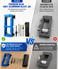 Premium Blue 6061 Aluminum Alloy Jig with included tools for All In One Door Prep System With Adjustable Hinge Jig And Lock Installation Kit For DIY Folks.