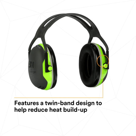 X Series X4A Over Ear Hearing Protection Earmuffs With 27 dB NRR Over The Head Headband Black And Green Killer Noise Blocking For Construction Manufacturing Electrical Sanding Pack Of 1