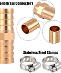 Six Pack Garden Hose Repair Connectors With Stainless Steel Clamps For Five Eighth Inch Hoses, Durable Brass Fittings Kit For Quick Repairs And Leak Free Watering