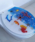 Heavy Duty Soft Close Toilet Seat Featuring Quick Release Hinges And Smooth Automatic Lowering For Hassle Free Cleaning Ergonomic Contour design with marine life decoration.