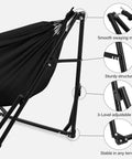 Close-up view of 2 In 1 Hammock With Stand For Outdoors Portable Heavy Duty Steel Frame Supports Up To 480 Lbs Easy Setup In Minutes Black