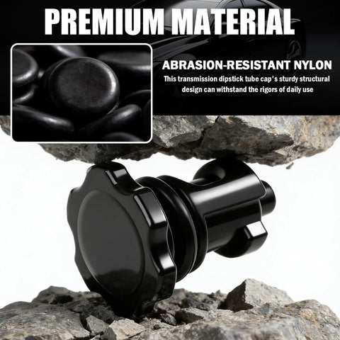 OEM 4591959AA Transmission Fill Plug With O Ring Seal Dipstick Filler Cap Top Plug Cover resting on rocks.