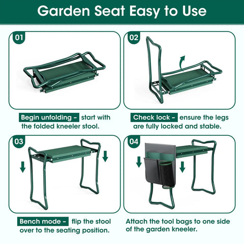 Assembly instructions for Two In One Garden Kneeler With Umbrella And Portable Stool For Easy Yard Work, 330 Pound Capacity