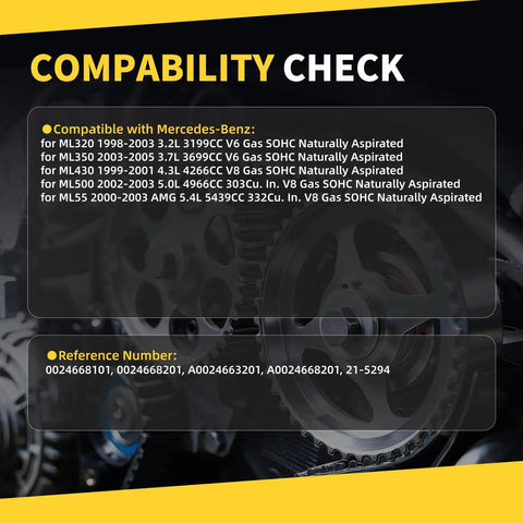 Power Steering Pump Replacement For Mercedes-Benz ML320 ML350 ML430 ML500 ML55 1998-2005 Beefed-Up Compatibility Check Chart