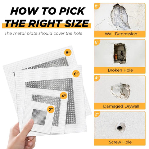 20 Pack Drywall Patch Kit With 2 Inch 4 Inch 6 Inch And 8 Inch Patches Scrapers And Sandpaper For Quick Easy Hole Repair On Drywall Use With Wall Filler And Spackle DIY Home Improvement Patch Solution