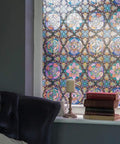 Lancaster Stained Glass Window Privacy Film With Static Cling Two Way Day And Night UV Blocking 95 Percent Removable