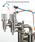 Straight Shooter Semi Automatic Double Head Bottle Filler Machine Pneumatic Stainless Steel 100 To 1000 Ml with drip tips.