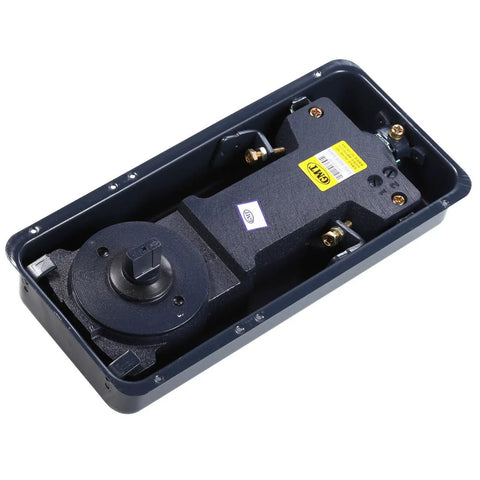 Heavy Duty Floor Spring Glass Door Hinge Auto Closing For Wide Openings Up To 264 Lbs, black hinge top view