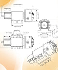 Detailed engineering diagram of Heavy Hitter CNC Router Fourth Axis Rotary Table with dimensions for precision milling.