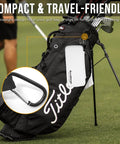 All In One Golf Glove Holder Case With Glove Shaper Portable Organizer attached to golf bag with carabiner