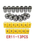 Solid One Set Er11 Collet Chuck Shaft Extension Rod For Milling Lathes And CNC Cutters Ensures Smooth High Speed Operation With Less Vibration To Boost Finish Quality On Heavy Load Work, featuring ER11 collets.