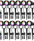 Low Voltage RGBW Landscape Lights With Connectors 12 Pack 10W Color Changing LED Pathway Lighting For Garden Waterproof