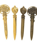 Sleek Zinc Alloy Letter Opener With Retro Pattern, Ergonomic Handle, Compact Desk Accessory For Home Office, Safe Mail Opener