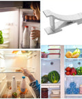 Heavy Duty Refrigerator Shelf Clips And Aluminum Bracket Set 10 Pack Space Saving Silver Shelf Supports For Home And Commercial Kitchens Secure Attachment Easy Install Durable Metal Construction used in various refrigerator settings