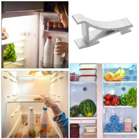 Heavy Duty Refrigerator Shelf Clips And Aluminum Bracket Set 10 Pack Space Saving Silver Shelf Supports For Home And Commercial Kitchens Secure Attachment Easy Install Durable Metal Construction used in various refrigerator settings