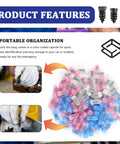 Image showing 100 Piece Screw Tire Plug Kit With Screwdriver Three Sized Plugs For Quick Puncture Repair with color-coded plugs.
