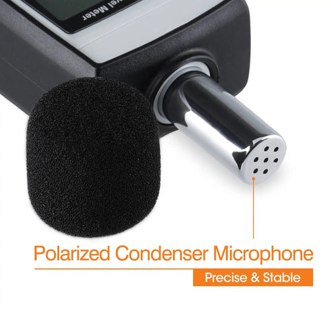Polarized condenser microphone with foam windscreen and metal grille