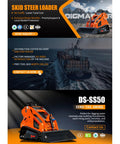 Righteous 23 Horsepower Mini Skid Steer Loader With Rock Solid Lifting Power, Built Like A Tank For Tough Jobsite Work, Standing Gasoline Crawler Machine Packed With Fork And Auger Extras on display.