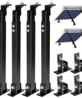 Aluminum Alloy Solar Panel Mount With Adjustable Tilt Brackets Black Anti Corrosion Stand For 50W To 400W Panels