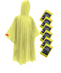 Extra Long Disposable Rain Ponchos for Adults with Hood Yellow Waterproof Emergency Rain Gear Stay Dry 6 Pack displayed