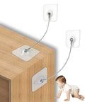 Easy Peasy 10 Pack 8 Inch Furniture Anchors Kit For Baby Proofing And Tv Safety Straps to block tipping without drilling drywall for dressers, cabinets, and wardrobes now attached to a wooden surface.