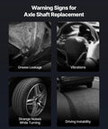 Warning signs for Hyundai Sonata Front CV Axle Shaft Assembly Set For 2011 2014 replacement include grease leakage.