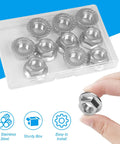 10 Pack M10 Serrated Flange Hex Nuts 1.5mm Pitch, 304 Stainless Steel Full Thread Lock Nuts shown in clear box and hand