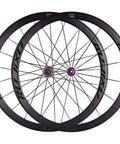 Road Bike Wheel Set 700C 40mm Double Wall Rims With Carbon Cassette Hub And V Brake 8 To 11 Speed Front 2 Rear 5 Purple Finish