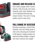 Premium Sailing Carbo-Cam Ball Bearing Cam Cleat For Fast, Secure Line Holding And Instant Release, Part 365 showing components.