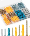 All-In-One Drywall Anchors And Screws Kit 270-Piece Mega Pack With Plastic Wall Anchors And Zinc Alloy Screws Galvanized For Long-Lasting Strength Easy Install For Home Improvement And DIY Projects, assorted sizes in organizer box