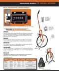 Measuring Wheel With Spoked Wheel And Metal Frame, Geared Mechanical Clicker Counter, Center Line Design shown in diagram