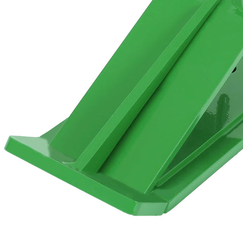 Close-up of Two Pack Universal Tractor Bucket Edge Protectors For Most Loaders, showing heavy duty steel with durable green powder coating.