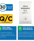 Type Q And C HEPA Vacuum Bags For Canister Vacuum Cleaners, 30 Pack displayed with quality and value features