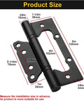 Front view of black 5-inch no-mortise door hinge with bearings, 4-pack, stainless steel.