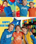 Nail The Party Vibe With This 310 Piece Building Block Birthday Decorations Kit Serving Twenty Five Guests Including Balloons Backdrop Centerpieces And Cake Toppers, children with balloons and decorations.