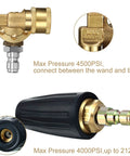 Brass pressure washer turbo nozzle with 1/4 in quick-connect and black handle spray tip kit, 4500 PSI marking
