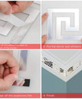 DIY Mirror Stickers 60Pcs Removable Adhesive Wall Decals for Home Office Art Room Bedroom Decor Geometric Greek Key Pattern 3D Reflective