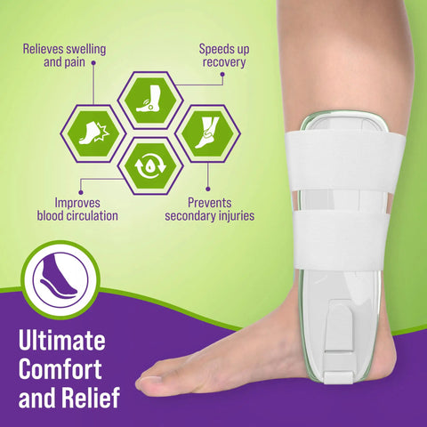 Air Gel Ankle Stirrup Brace with Customizable Air and Gel Support and Cold Therapy for Targeted Stabilization and Pain Relief