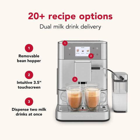 Heavy Duty Stainless Steel Espresso Machine With Removable Bean Hopper And Auto Milk Frother Built To Last And Brews Like Butter For Any Home Barista Game Changer Setup showing dual milk delivery.