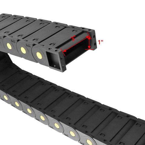 Cable Drag Chain 25x77mm Closed Type R55 for CNC Machines, Robotics and Automation, side view, showing closed design, black material
