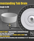 Freestanding Tub Drain Rough In Kit With 12 Inch Flange Base No Fuss Easy Install for Free Standing Tubs, close-up view