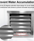 Rock Solid Stainless Steel Louvered Access Panel For Drywall And Outdoor Plumbing Inspection Doors Featuring No Sweat Installation Built Like A Tank With Slick Ventilation Grille Cover Available In Multiple Sizes with 45-degree slope design to prevent water accumulation.