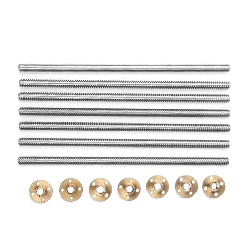 Top Shelf Two Pack Of Eight Millimeter T8 Full Thread Lead Screws Paired With Durable Brass Nuts Delivers Hella Smooth Low Backlash Motion Control For Stepper Motors And Cnc Router Builds