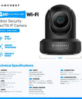 4MP ProHD Indoor WiFi Security IP Camera with Pan Tilt and Two Way Audio Night Vision Remote Viewing 90 Degree Wide Field H265