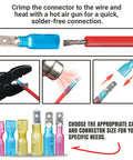 Heat Shrink Spade Connectors Kit 300 Pieces AWG 22 10 Electrical Wire Connectors in use for crimping and heating process
