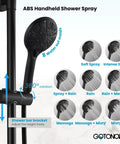 Thermostatic Shower System All In One With 8 Inch Round Shower Head Exposed Shower Faucet Wall Mount Anti Scald Core Slide Bar ABS Handheld Sprayer