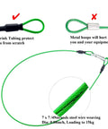 Stainless Steel Camera Safety Tether Built Tough With Colorful Coating Lanyard And Carabiner Clip For GoPro Hero 9 8 7 6 5 4 3 Session DJI Osmo Action And Other Action Cameras showing green tether details