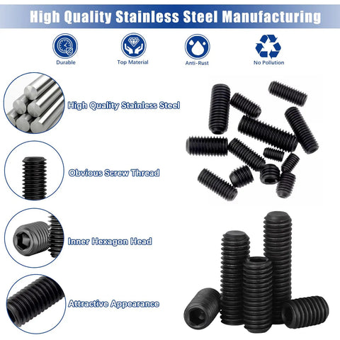 585Pcs Metric Allen Set Screws Kit In Alloy Steel Built Tough For M3 M4 M5 M6 M8 Internal Hex Drive Cup Point Screws