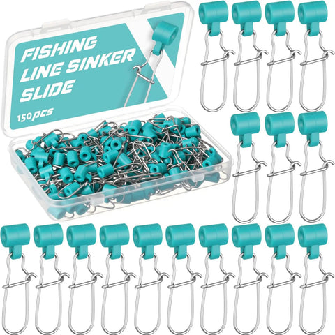 150 Pcs Fishing Line Sinker Slides For Catfishing Rig With Duo Lock Snaps Saltwater Heavy Duty Weights Sinkers in tackle box